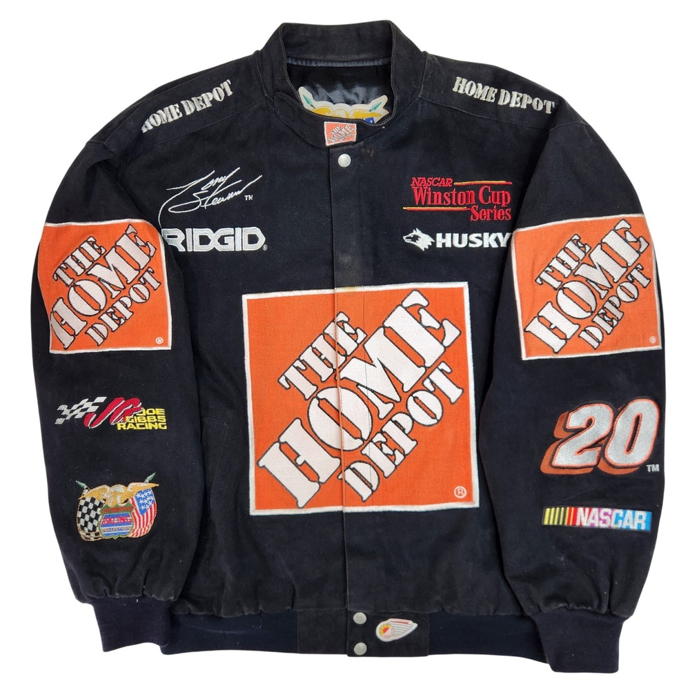 Vintage Jeff Hamilton Tony Stewart Home Depot NASCAR Racing Jacket XL Black